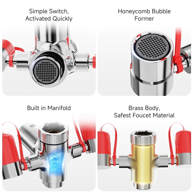 ARRISEA Eye Wash Kit Faucet Mounted Eye Wash Station Sink Attachment Emergency Eye Wash Kit with Adjustable Aerated 5X Common Sink Adapter - Image 3